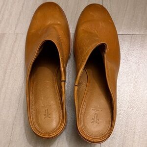 Frye Brown Leather Slip-On Mules